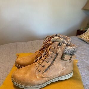 Tan Fur-Lined Ankle Boots